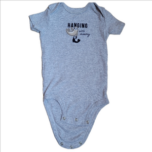 Carter's 12M embroidered grey sloth baby onesie